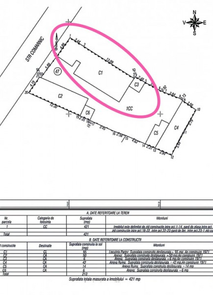 Vânzare Km 4-5 teren 421 mp.+2 case individuale caramida+anexe