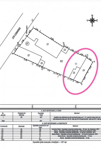 Vânzare Km 4-5 teren 421 mp.+2 case individuale caramida+anexe