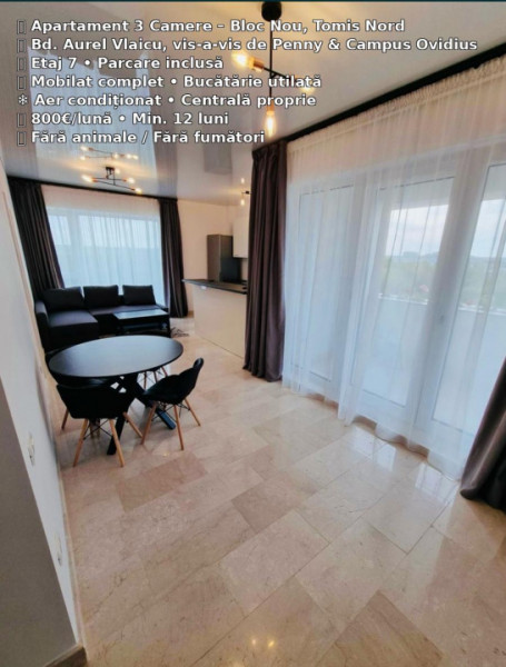 Apartament 3 camere de închiriat – Tomis Nord / Bd. Aurel Vlaicu