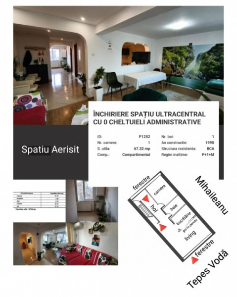 Închiriere Spațiu Ultracentral cu 0 cheltuieli administrative 