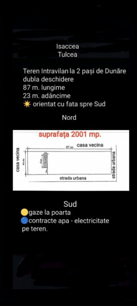 Vânzare Teren Intravilan 2.001 mp. cu utilități ~ Isaccea ~ Centru