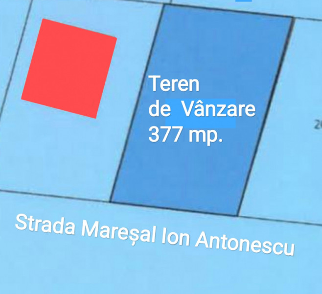 Vânzare Teren perfect 377 mp. cu Autorizație Construcție 