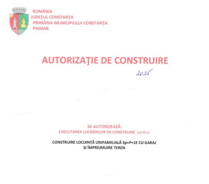 Vânzare Teren perfect 377 mp. cu Autorizație Construcție 