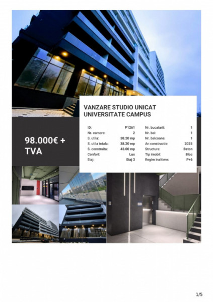 Vanzare Studio Unicat Universitate Campus 