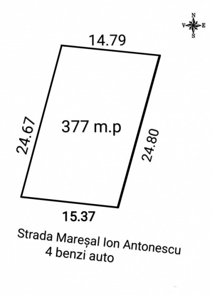 Vânzare Teren perfect 377 mp. cu Autorizație Construcție 