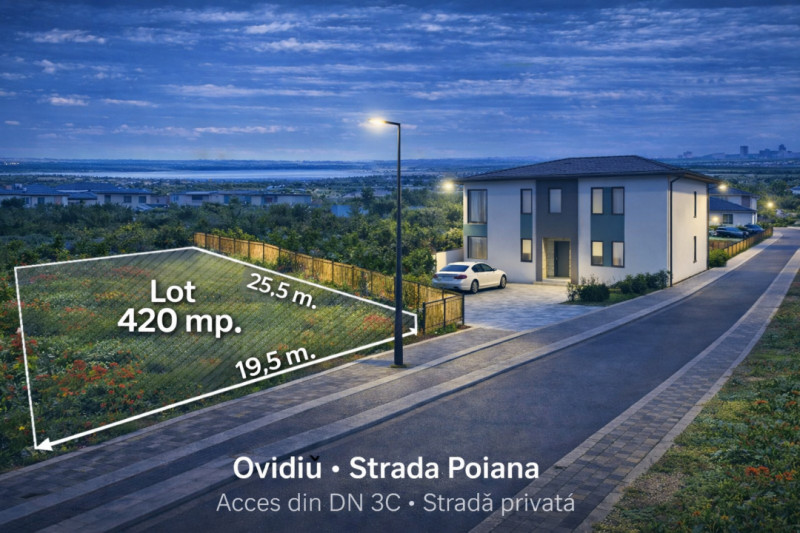 Vânzare Teren 420 mp. Ovidiu cartier nou