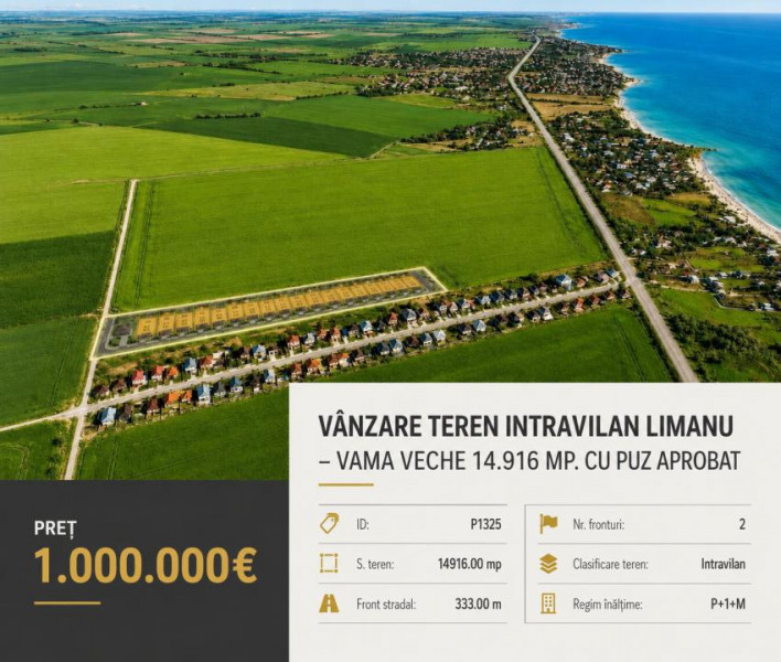 Vânzare loturi teren intravilane Limanu Vama Veche minim 500 mp. PUZ 