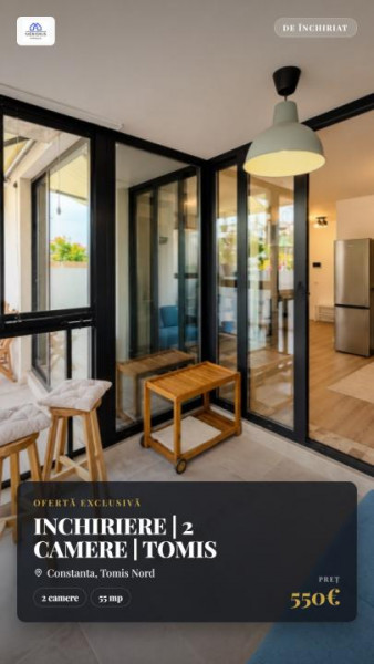 INCHIRIERE | 2 CAMERE | TOMIS PARK RESIDENCE | TERASĂ | PARCARE SUBTERANA