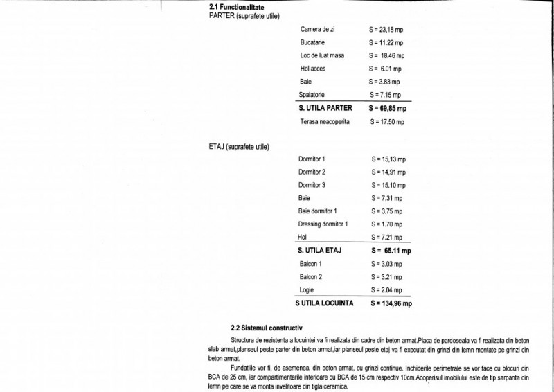 Pret competitiv vila P+1 executie tehnica in faza preliminara