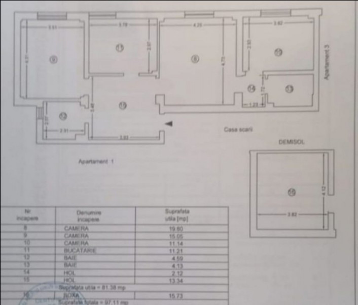 Apartament spatios 3 camere 2 bai cu boxa aferenta cartier nou 