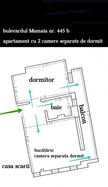 închiriere apartam. cu 2 dormitoare bulev. Mamaia  445bis